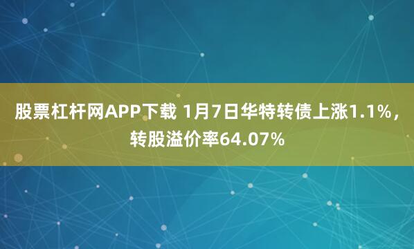 股票杠杆网APP下载 1月7日华特转债上涨1.1%，转股溢价率64.07%