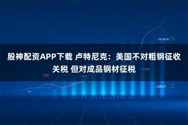 股神配资APP下载 卢特尼克：美国不对粗钢征收关税 但对成品钢材征税